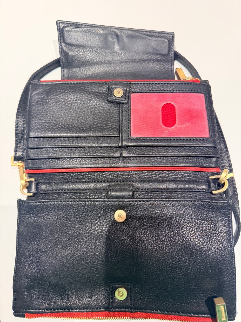 Hammit Black Leather Crossbody Wallet with Gold Stud Accents. - Picture 4 of 8